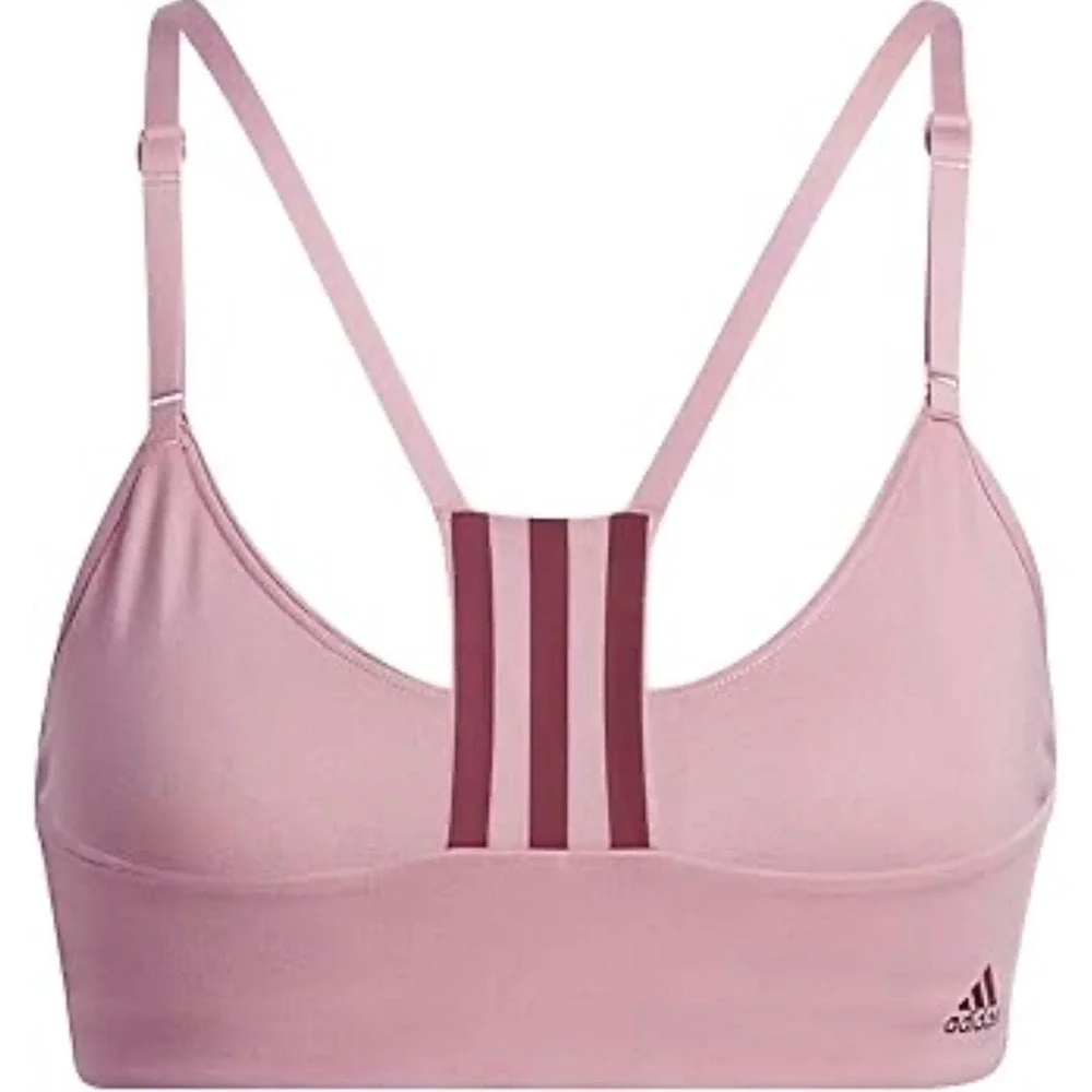 Adidas‎ All Me 3-Stripes Low Impact Sports Bra Mauve Pink FJ7283